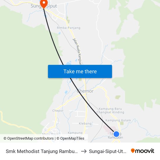 Smk Methodist Tanjung Rambutan to Sungai-Siput-Utara map