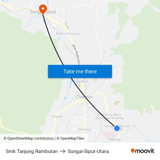 Smk Tanjung Rambutan to Sungai-Siput-Utara map