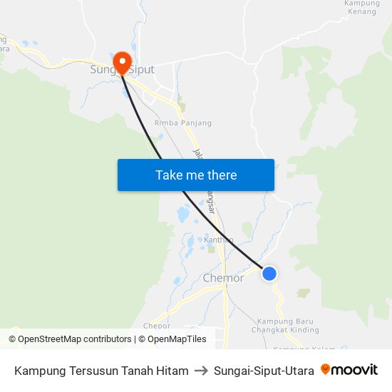 Kampung Tersusun Tanah Hitam to Sungai-Siput-Utara map