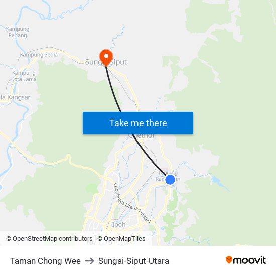 Taman Chong Wee to Sungai-Siput-Utara map