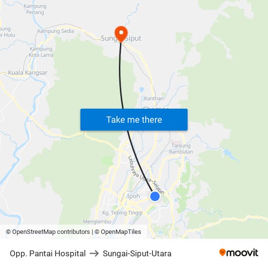 Opp. Pantai Hospital to Sungai-Siput-Utara map