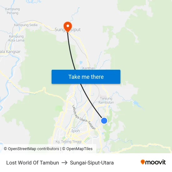 Lost World Of Tambun to Sungai-Siput-Utara map
