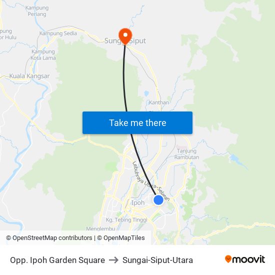 Opp. Ipoh Garden Square to Sungai-Siput-Utara map