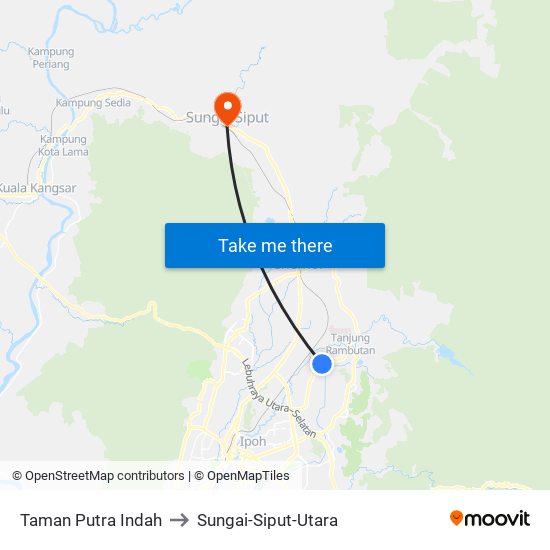 Taman Putra Indah to Sungai-Siput-Utara map