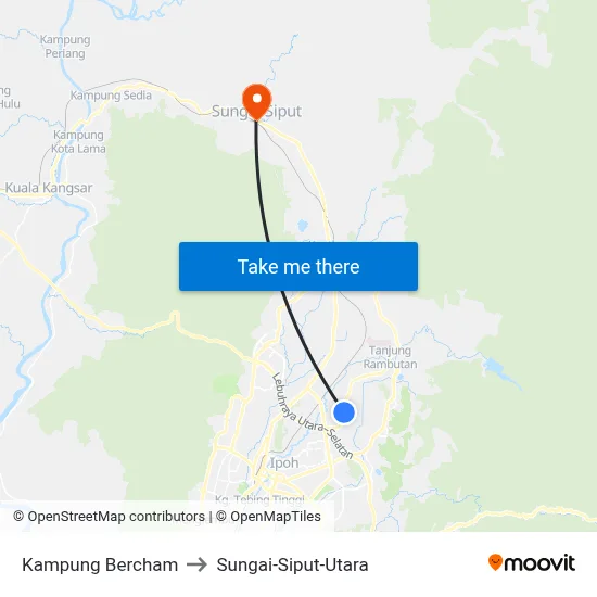 Kampung Bercham to Sungai-Siput-Utara map