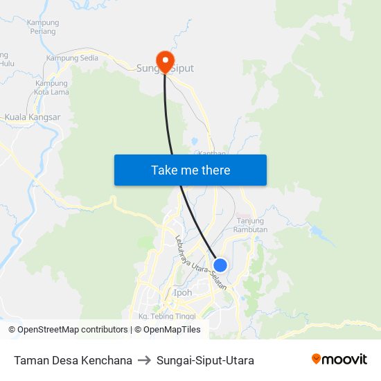 Taman Desa Kenchana to Sungai-Siput-Utara map