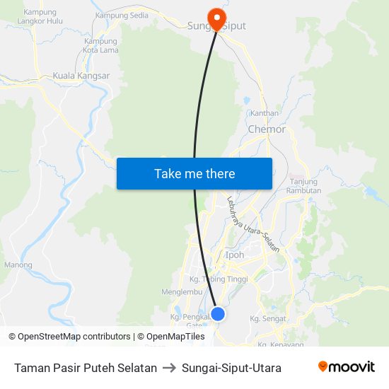 Taman Pasir Puteh Selatan to Sungai-Siput-Utara map