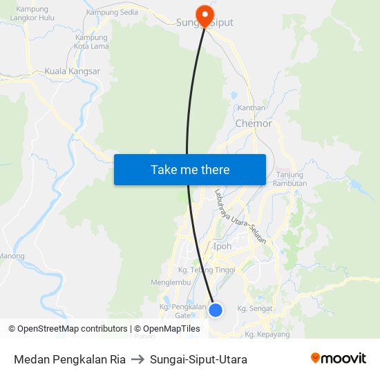 Medan Pengkalan Ria to Sungai-Siput-Utara map