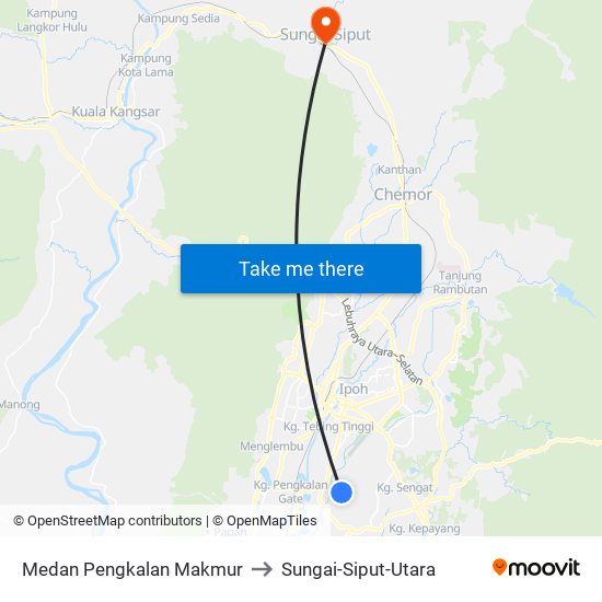 Medan Pengkalan Makmur to Sungai-Siput-Utara map