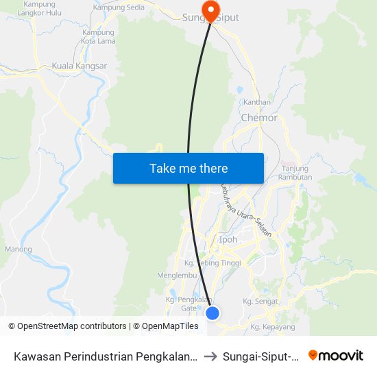 Kawasan Perindustrian Pengkalan Pegoh 2 to Sungai-Siput-Utara map