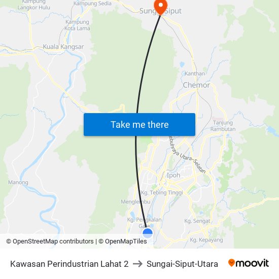 Kawasan Perindustrian Lahat 2 to Sungai-Siput-Utara map