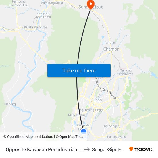 Opposite Kawasan Perindustrian Lahat 1 to Sungai-Siput-Utara map