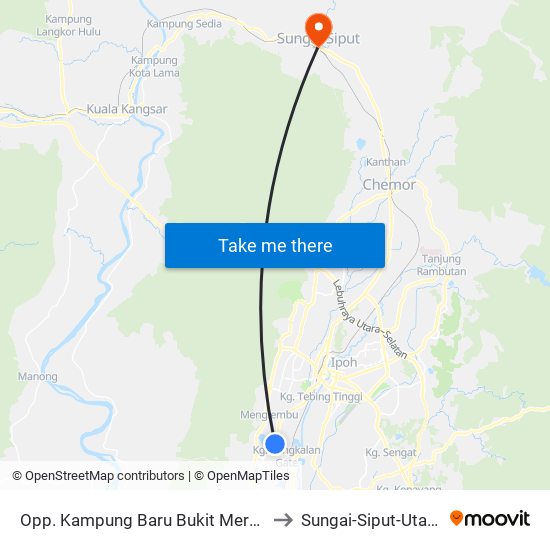 Opp. Kampung Baru Bukit Merah to Sungai-Siput-Utara map