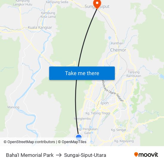 Baha'I Memorial Park to Sungai-Siput-Utara map