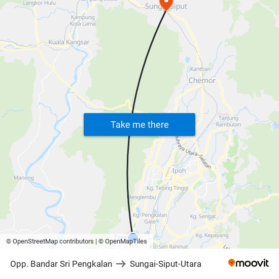 Opp. Bandar Sri Pengkalan to Sungai-Siput-Utara map