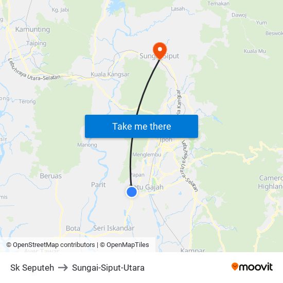 Sk Seputeh to Sungai-Siput-Utara map