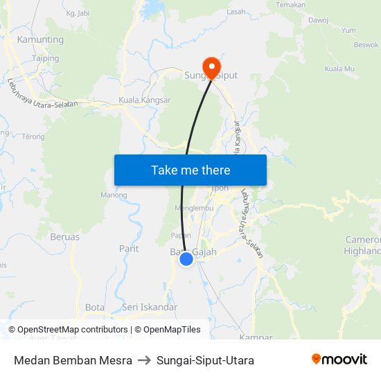 Medan Bemban Mesra to Sungai-Siput-Utara map