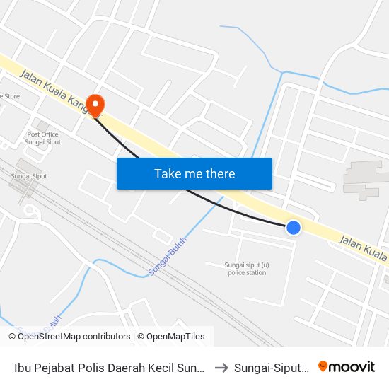 Ibu Pejabat Polis Daerah Kecil Sungai Siput (U) to Sungai-Siput-Utara map