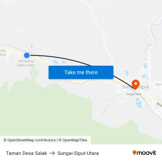 Taman Desa Salak to Sungai-Siput-Utara map