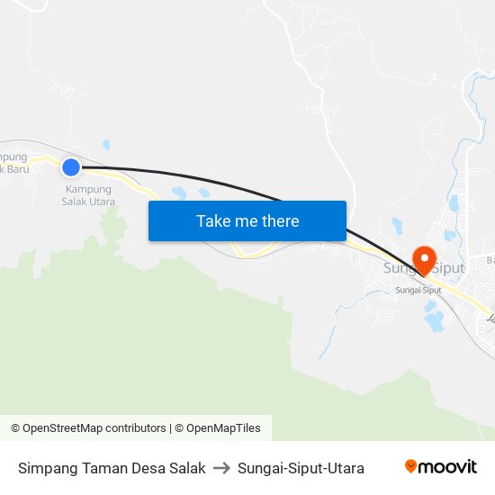 Simpang Taman Desa Salak to Sungai-Siput-Utara map