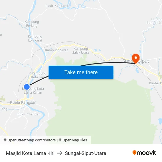 Masjid Kota Lama Kiri to Sungai-Siput-Utara map