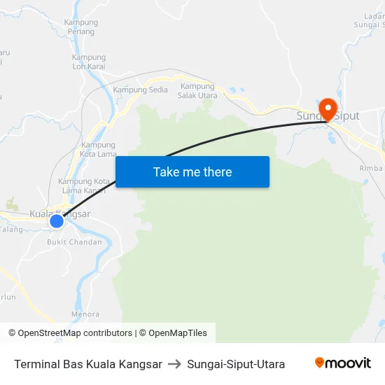 Terminal Bas Kuala Kangsar to Sungai-Siput-Utara map