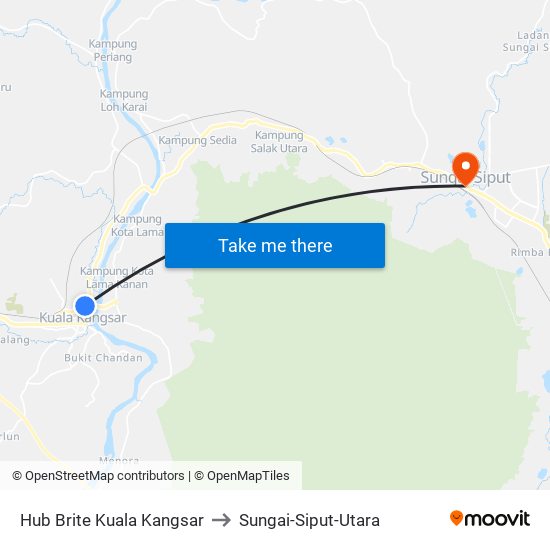 Hub Brite Kuala Kangsar to Sungai-Siput-Utara map