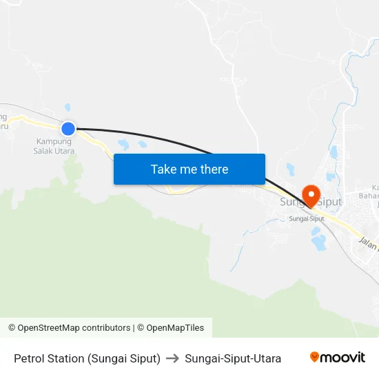 Petrol Station (Sungai Siput) to Sungai-Siput-Utara map
