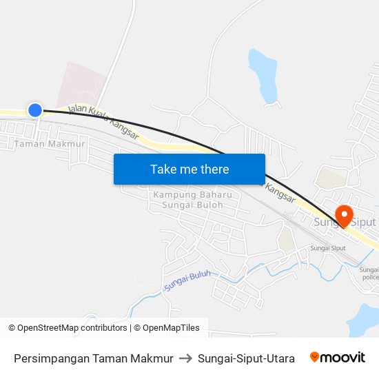 Persimpangan Taman Makmur to Sungai-Siput-Utara map