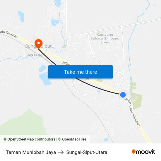 Taman Muhibbah Jaya to Sungai-Siput-Utara map