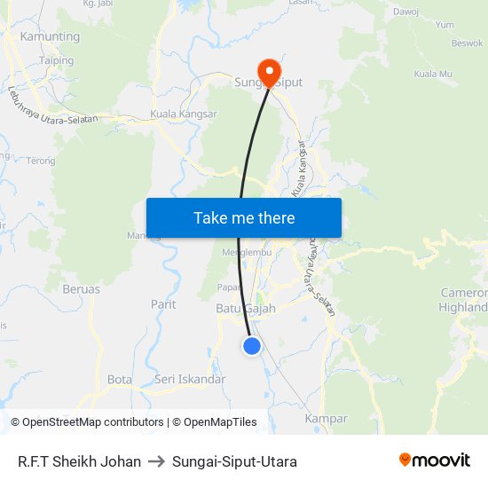 R.F.T Sheikh Johan to Sungai-Siput-Utara map