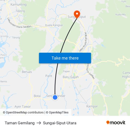 Taman Gemilang to Sungai-Siput-Utara map