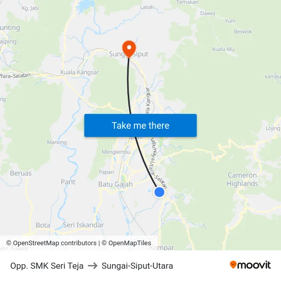 Opp. SMK Seri Teja to Sungai-Siput-Utara map