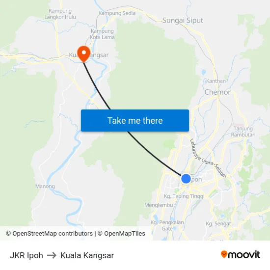 JKR Ipoh to Kuala Kangsar map