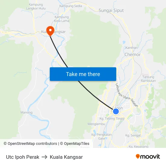 Utc Ipoh Perak to Kuala Kangsar map