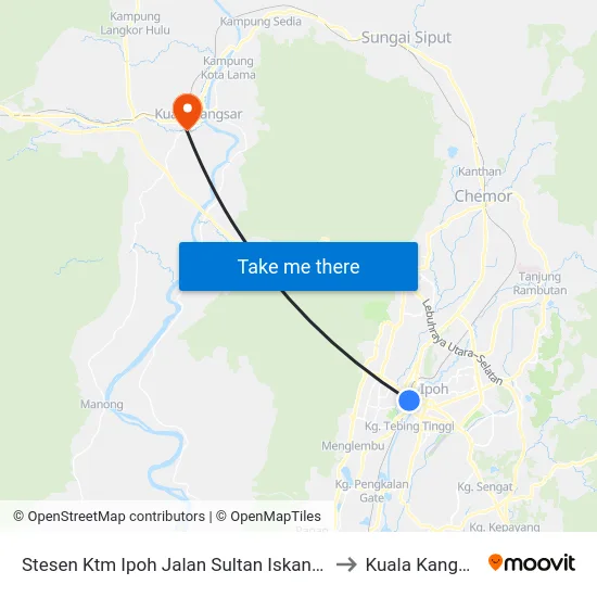 Stesen Ktm Ipoh Jalan Sultan Iskandar to Kuala Kangsar map
