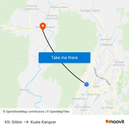 Kfc Silibin to Kuala Kangsar map
