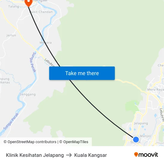 Klinik Kesihatan Jelapang to Kuala Kangsar map
