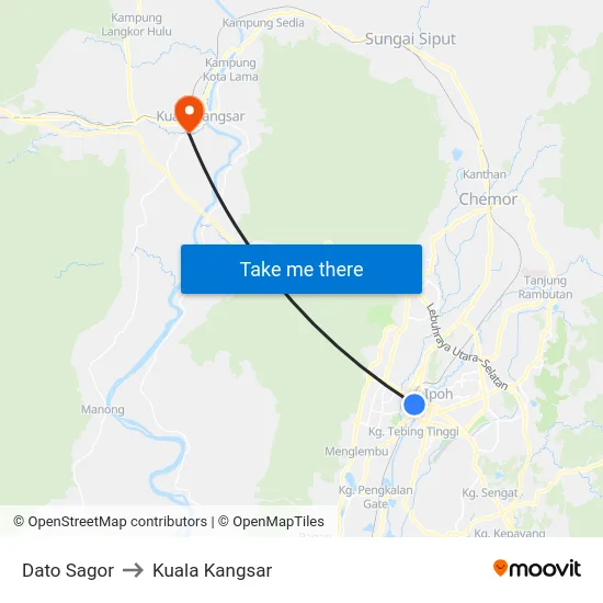 Dato Sagor to Kuala Kangsar map