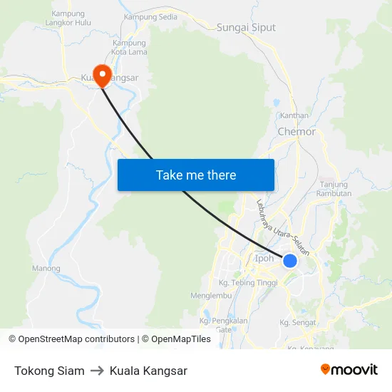 Tokong Siam to Kuala Kangsar map
