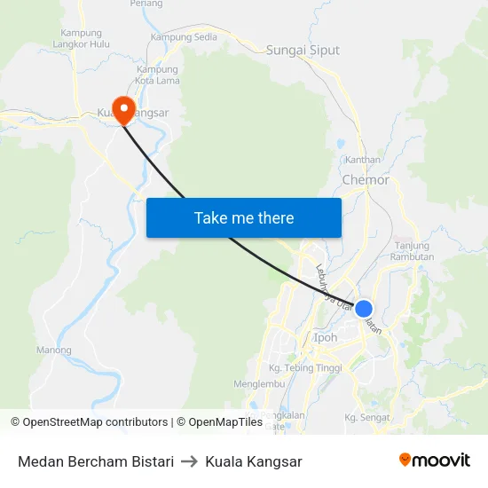 Medan Bercham Bistari to Kuala Kangsar map