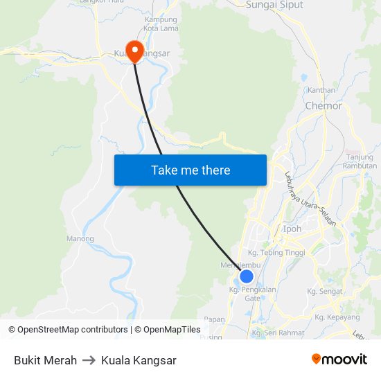 Bukit Merah to Kuala Kangsar map