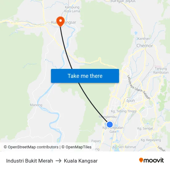 Industri Bukit Merah to Kuala Kangsar map