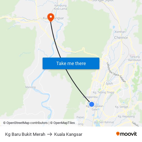 Kg Baru Bukit Merah to Kuala Kangsar map