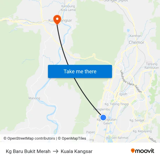Kg Baru Bukit Merah to Kuala Kangsar map