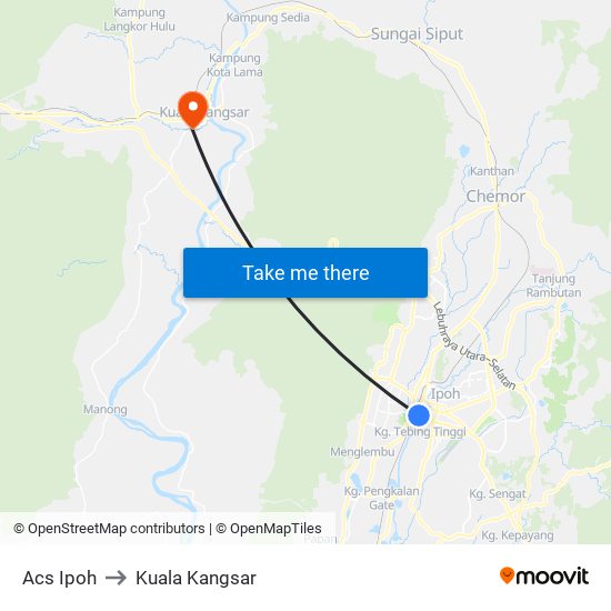 Acs Ipoh to Kuala Kangsar map