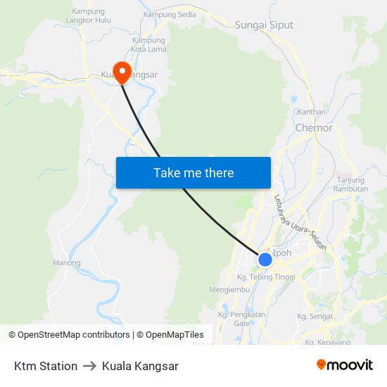 Ktm Station to Kuala Kangsar map