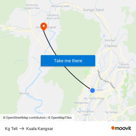 Kg Teli to Kuala Kangsar map