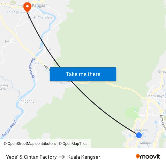 Yeos' & Cintan Factory to Kuala Kangsar map