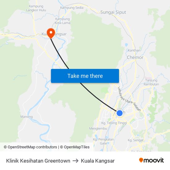 Klinik Kesihatan Greentown to Kuala Kangsar map